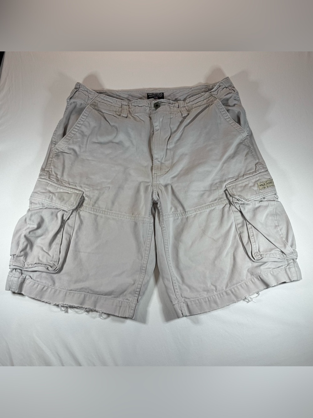 Vintage Polo Jeans Co Ralph Lauren Cargo Shorts Men's 34 Ivory Cream Y2K